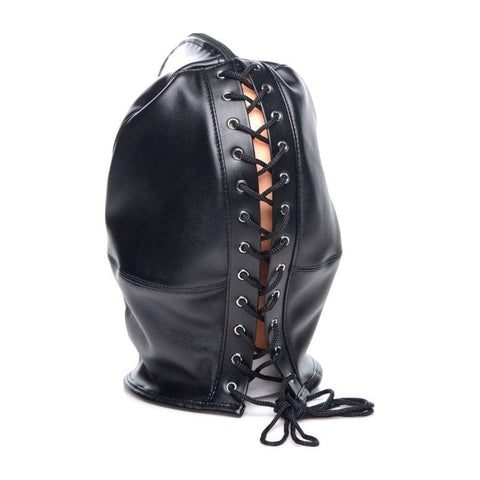 XR Brands Strict Zip Front Bondage Hood Black with Zip Front Access - Bondage Hoods