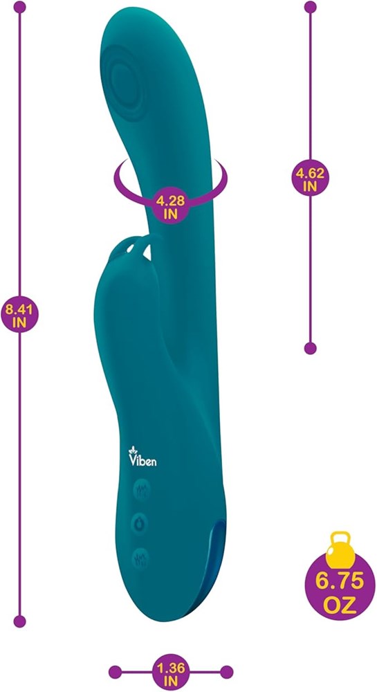Viben Razzle Rechargeable Thumping Rabbit Vibrator Ocean Triple Motor - - Rabbit Vibrators
