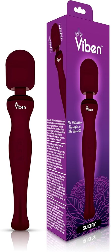 Viben Sultry Rechargeable Body Wand Massager Ruby Advanced Wand Vibrator - - Body Wands