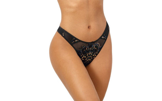 Axami Lingerie Charming and Comfortable Floral Lace Thong Black Premium - - G-Strings, Panties and Shorts