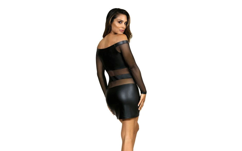 Axami Lingerie Off The Shoulder Mesh Panel Sexy Dress Black Premium Wetlook - - Skirts And Club Wear