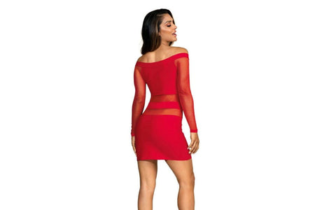 Axami Lingerie Off The Shoulder Mesh Panel Women Sexy Dress Red European Design - Skirts And Club Wear