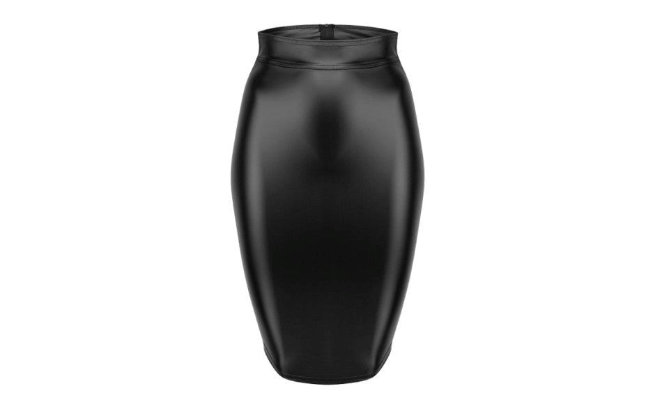 Noir Handmade Power Wetlook Pencil Womens Skirt With Long Zipper Black - - Her Fetish