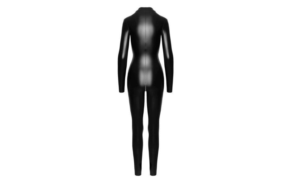 Noir Handmade Power Wetlook Womens Catsuit With Front Zipper Full Body - Her Fetish