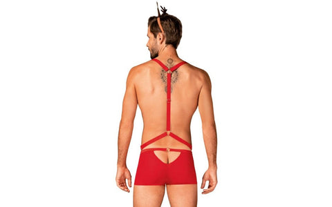 Obsessive Mr. Reindy 3 Piece Mens Costume Set Red Harness Holiday Roleplay - Fancy Dress Ups