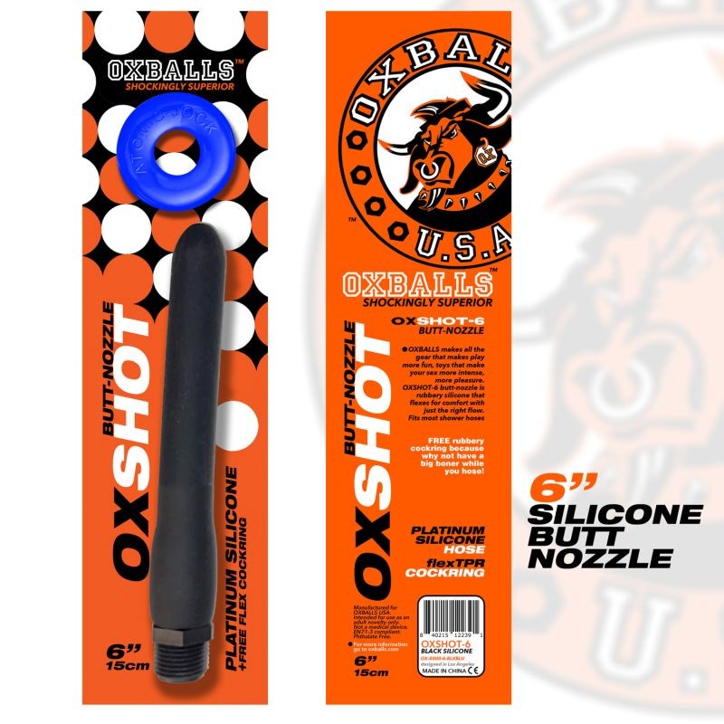 OxBalls Oxshot Butt Nozzle With Shower Hose Plus Atomic Jock Cockring - - Enemas and Douches