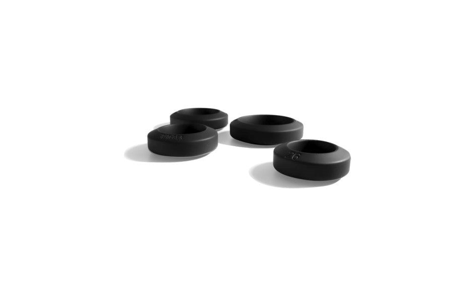 Brutus Big Bulge Silicone Cock Ring Set 4 Piece Black Hypersoft Comfort - - Cock Ring Sets