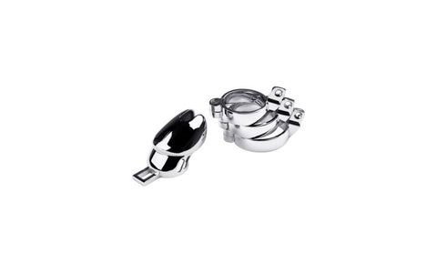 ToyFa Metal Silver Metal Adjustable Male Chastity Cage with Padlock - Male Chastity