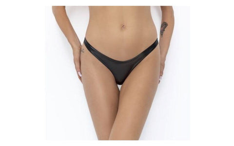 Noir Handmade Power Wetlook Womens Thong Black Premium Glossy Lingerie - Her Fetish