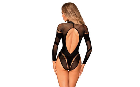 Obsessive Open Back Womens Teddy B135 Black Geometric Pattern Lingerie - Teddies and Bodysuits