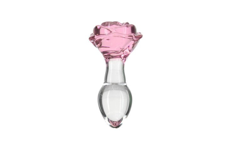 BMS Factory Pillow Talk Rosy Luxurious Glass Anal Plug with Clear Gem - - Butt Plugs