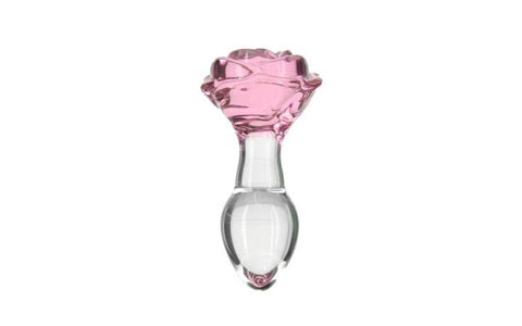 BMS Factory Pillow Talk Rosy Luxurious Glass Anal Plug with Clear Gem - Butt Plugs