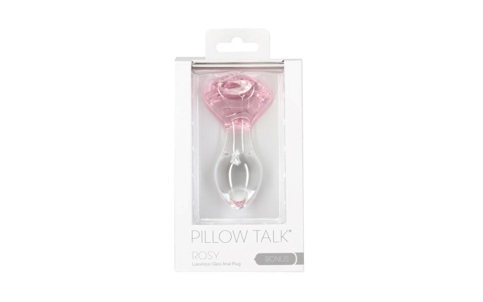 BMS Factory Pillow Talk Rosy Luxurious Glass Anal Plug with Clear Gem - - Butt Plugs