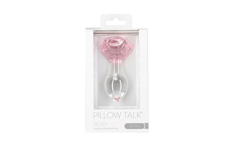 BMS Factory Pillow Talk Rosy Luxurious Glass Anal Plug with Clear Gem - Butt Plugs