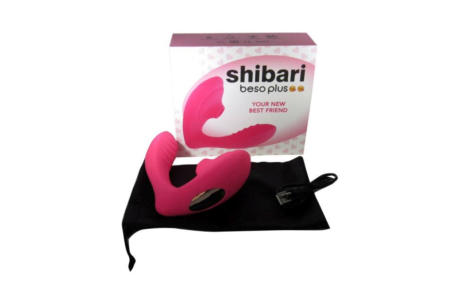 Shibari Beso Plus Air Pulse G Spot & Clitoral Vibrator Pink Dual Stimulation - - Clit Ticklers and Pulsators