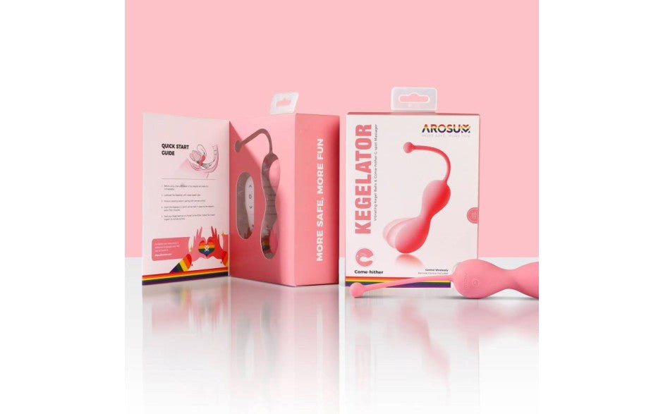 Arosum Come Hither Kegelator Duo Vaginal Balls Stimulator Remote Control - - Love Eggs and Kegel Exercisers