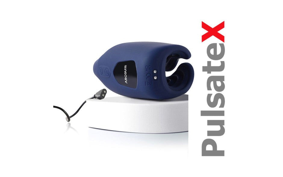 Arosum PulsateX Rechargeable Male Masturbator with Dual Shaft and Glans Action - - Masturbators and Strokers