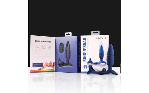 Arosum Ring n Rear Dual Thrusting Anal Probe With Cock Ring & Remote - Butt Plugs