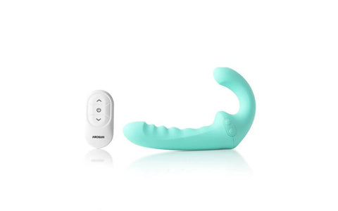 Arosum VibraTwin Remote Control Rechargeable Come Hither Strapless Strap On Dual Motor - Strap On Sextoys