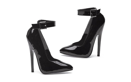 Ellie Shoes 6 Inch Fetish Pump With Ankle Strap Black Platform Heels - - Womens Footwear