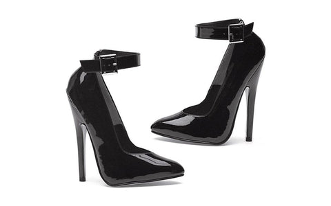 Ellie Shoes 6 Inch Fetish Pump With Ankle Strap Black Platform Heels - Womens Footwear