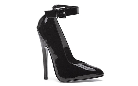 Ellie Shoes 6 Inch Fetish Pump With Ankle Strap Black Platform Heels - Womens Footwear