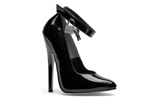 Ellie Shoes 6 Inch Fetish Pump With Lock and Key Black Platform Heels - - Womens Footwear
