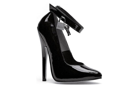 Ellie Shoes 6 Inch Fetish Pump With Lock and Key Black Platform Heels - Womens Footwear