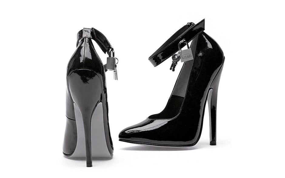 Ellie Shoes 6 Inch Fetish Pump With Lock and Key Black Platform Heels - - Womens Footwear