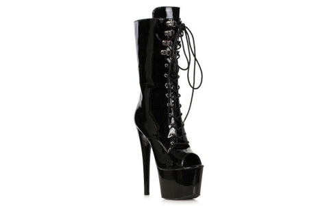 Ellie Shoes Peep Toe Ankle Boot Black With 7 Inch Stiletto Platform Boots - Womens Footwear