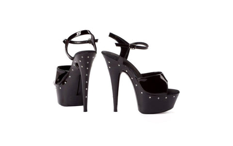 Ellie Shoes Rhinestone Platform Sandal Black 6 Inch with Sparkling Crystals - Womens Footwear