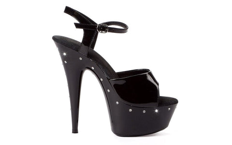 Ellie Shoes Rhinestone Platform Sandal Black 6 Inch with Sparkling Crystals - Womens Footwear