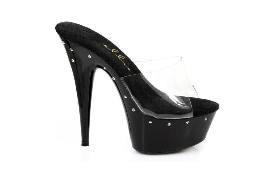 Ellie Shoes Slip On Rhinestone Platform Black 6 Inch Heel Glamour Heels - - Womens Footwear