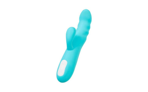 JOS Merry Swirl 10 Function Rotating Shaft Rabbit Vibrator Blue Dual Stimulation - Rabbit Vibrators