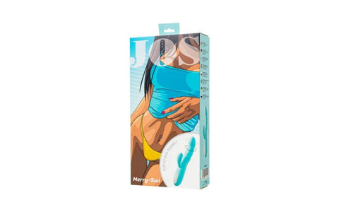 JOS Merry Swirl 10 Function Rotating Shaft Rabbit Vibrator Blue Dual Stimulation - Rabbit Vibrators