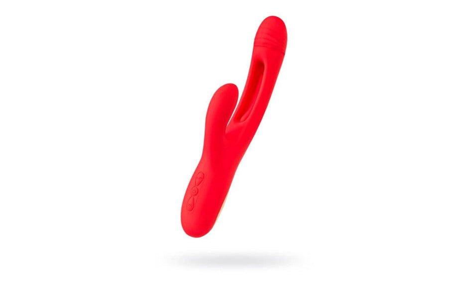 JOS Patti Moving Tongue Multi Function Rabbit Vibrator Red Dual Stimulation - - Rabbit Vibrators