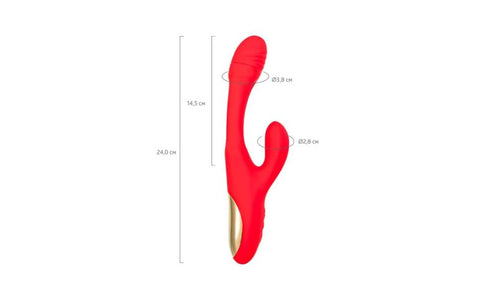 JOS Patti Moving Tongue Multi Function Rabbit Vibrator Red Dual Stimulation - Rabbit Vibrators