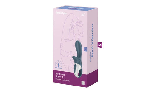 Satisfyer Air Pump Booty 2 Anal Vibrator Dark Grey Inflatable Shaft - Anal Vibrators