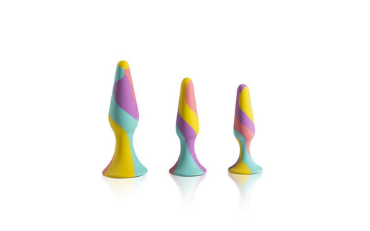 Arosum TriPlugs Silicone Anal Training Kit 3 Piece Progressive Butt Plugs - - Butt Plugs