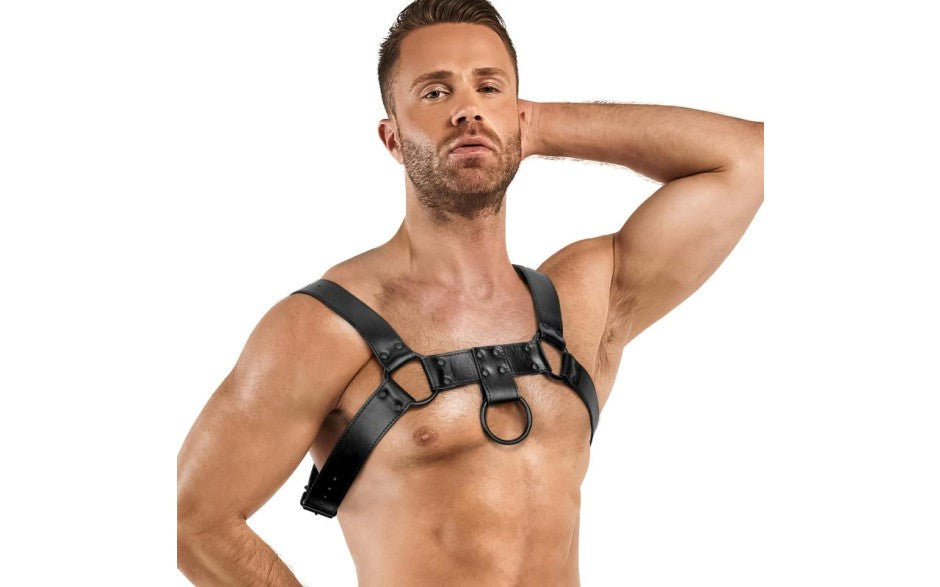 Bedroom Fantasies Bruno Fetish Play Harness Black Adjustable BDSM Restraint - - Cuffs And Restraints