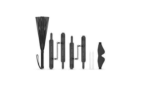 Bedroom Fantasies Kinky Bondage Set 5 Piece Black Complete BDSM Kit - Bondage Kits