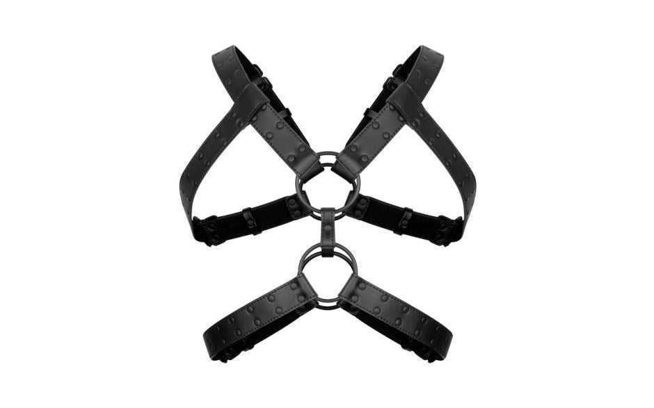 Bedroom Fantasies Rocco BDSM Play Harness Black Adjustable Faux Leather - - Cuffs And Restraints