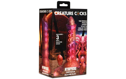 XR Brands Creature Cocks Nymphoid Ovipositor Fantasy Silicone Dildo with Eggs - Realistic Dildos