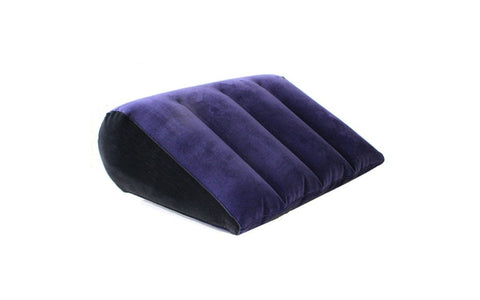 Doc Johnson Daytona Inflatable Sex Positioning Triangular Cushion Blue Suede - Sex Furniture