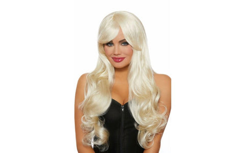 Dream Girl Lingerie Women Long Wavy Wig Blonde Role Play - Wigs and Gloves