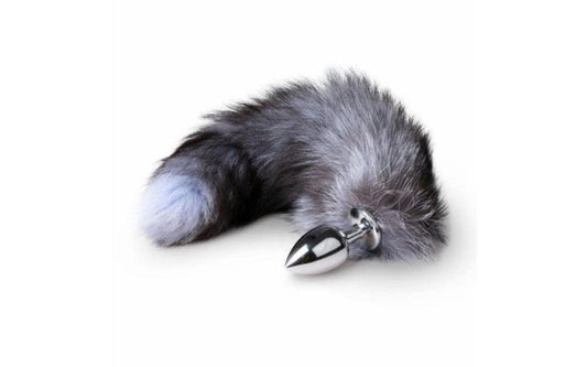 Fetish Collection Fox Tail No 4 Silver Anal Plug with Faux Fur Tail - - Butt Plugs