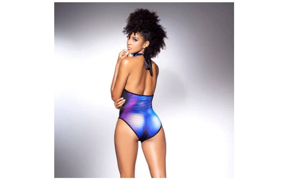 Mapale Womens Moonlight Blue Bodysuit with Adjustable Halter Design - Teddies and Bodysuits