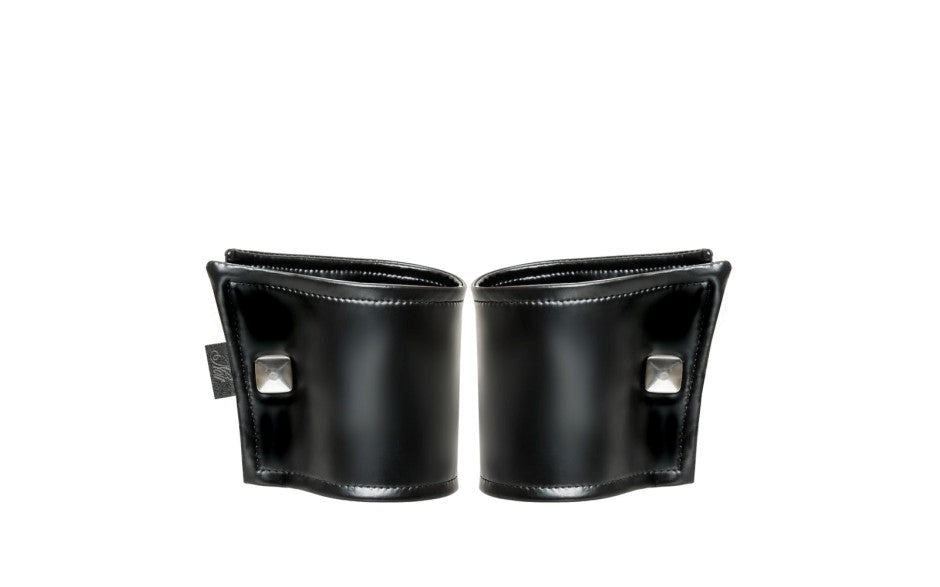 Noir Handmade Mens Wrist Wallet Pair With Hidden Zipper Black Bondage Restraints - His Fetish
