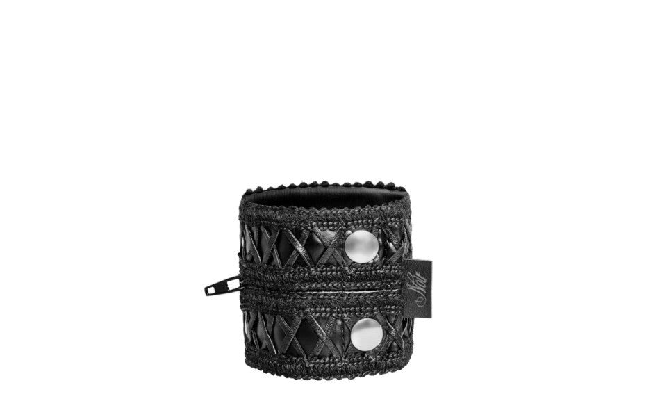 Noir Handmade Womens Wrist Wallet With Hidden Zipper Black Premium Storage - Her Fetish