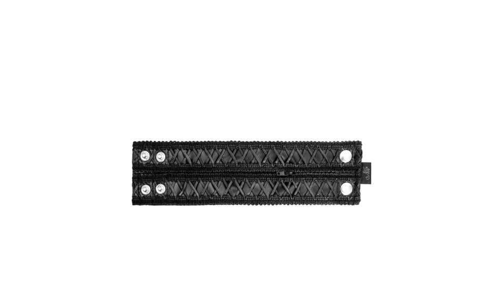 Noir Handmade Womens Wrist Wallet With Hidden Zipper Black Premium Storage - Her Fetish